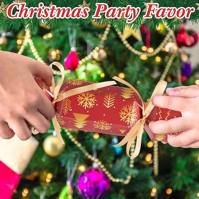 Xinnun 50 Packs Christmas Cracker Kit No Snap Xmas Party Table Favors Snowflake Reindeer DIY Christmas Party Cracker Candy Boxes for Holiday Dinner Decoration Gift(Berry Style)