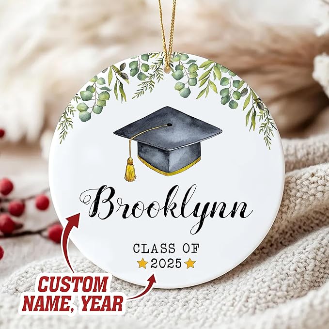 Personalized Graduation Christmas Ornaments 2025, Class of 2026 Ornament, Graduate Keepsake Gifts for Him Her, Custom Graduation Ornament with Name and Year, Senior Student Gifts, Grad Gift 2025