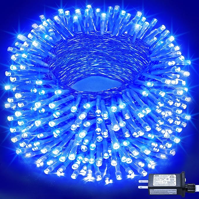 100FT 300 LED Christmas Lights Outdoor, Plug in Christmas String Lights Indoor, Waterproof & 8 Modes & Timer Function, Connectable Fairy Twinkle Light for Bedroom Wedding House Party Decor, Blue