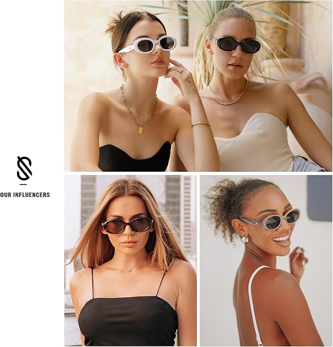 SOJOS Small Retro Oval Polarized Sunglasses for Women Men 90s Vintage UV400 Protection Tiny Sun Glasses SJ2286