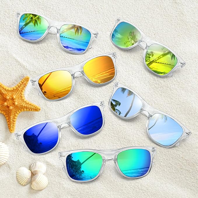 12/24 Pack Wholesale Retro Neon Colors Party Favor Supplies Unisex Sunglasses Bulk for Adults Teens, UV400 Protection