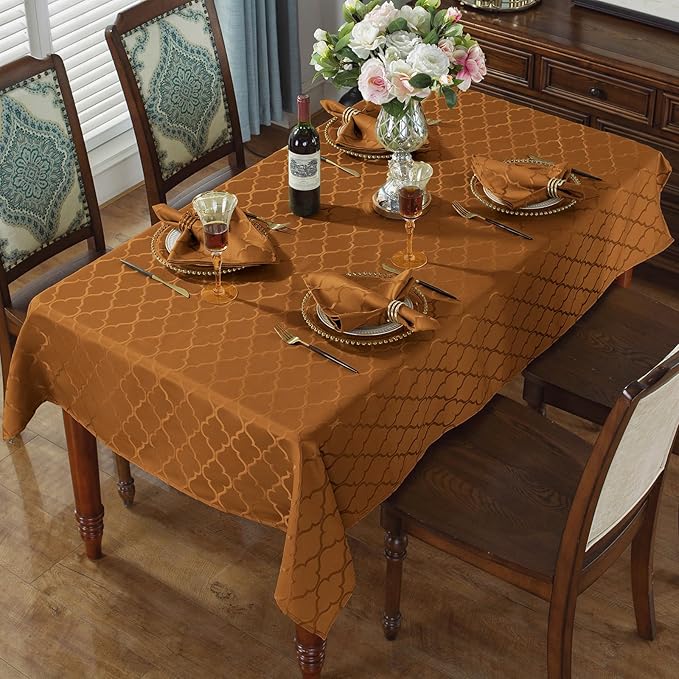 SASTYBALE Thanksgiving Jacquard Cloth Napkins 20 x 20 Inch Flower Pattern 4 Pieces Solid Washable for Restaurant Family Dinners Weddings Parties and Banquets(Square, 20 inch x 20 inch, Brown)