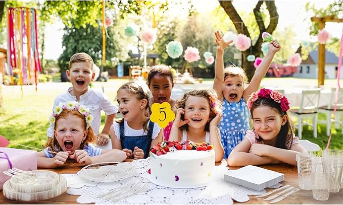 Party Solids 350 Pieces Clear Plastic Plates For Party, Clear Disposable Plates Set, 50 Of Each 9" Dinner Plate Set, 7" Dessert Plate, Cups, Napkins & Cutlery Plastic Dinnerware