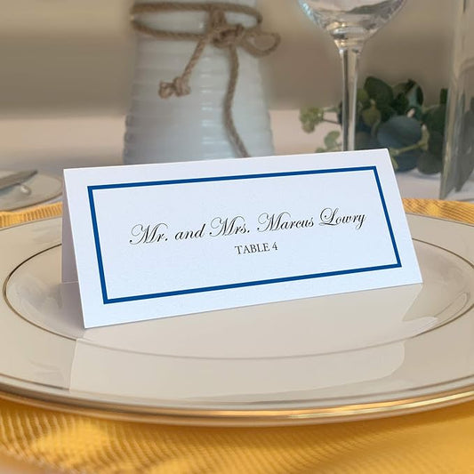 Single Line Border Place Cards, Royal Blue (Choose Color), Set of 60, Pre-cut and Scored - Wedding, Party, Dinner, and Special Events - Made in the USA