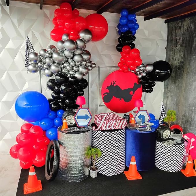 Red Blue Black Balloon, 12 Inch Spider Party Decorations, Matte Red Black and Royal Blue Latex Balloon with Confetti Balloons for Kids Boys Spider Hero Theme Birthday Baby Shower Halloween Party