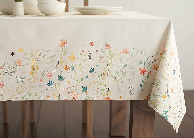 Maison d' Hermine Table Cloth Rectangle Table 100% Cotton 60 x 60 Inches Tablecloth Reusable Decorative Everyday Use for Dining Room, Farmhouse, Home, Party, Festive & Wedding Spring Summer - Colmar