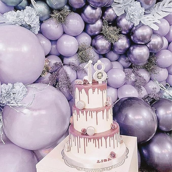 PartyWoo Dusty Purple Balloons 100 pcs Different Sizes of 18 12 10 5 Inch Matte Lavender Lilac Latex Helium Balloon Arch Kit Garland for Wedding Baby Shower Birthday Party Decorations Purple-F33