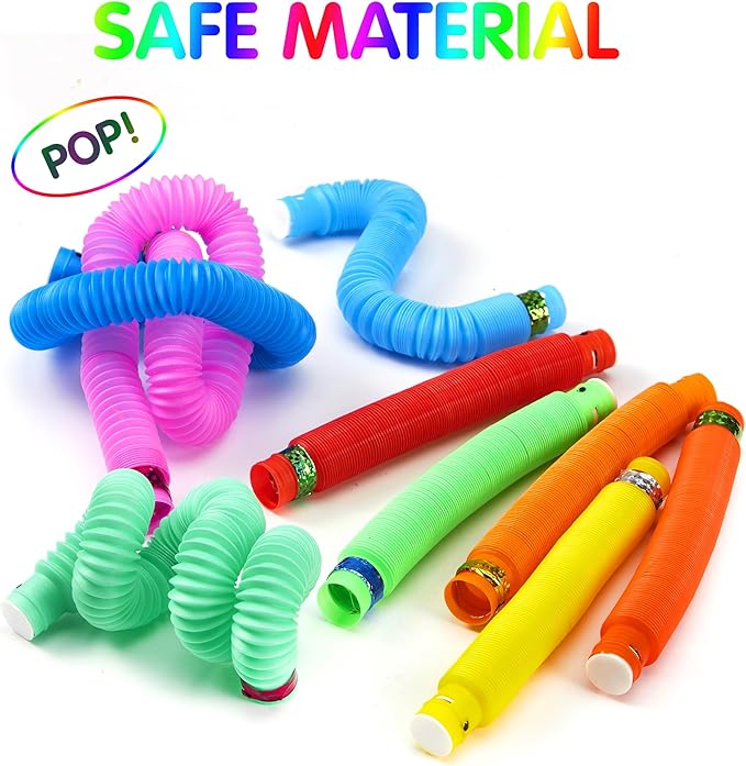 JOYIN 18 Pack Halloween Glow Sticks Party Favors for Kids, Light Up Pop Tubes Glow Necklaces Bracelets Party Supplies for Toddlers Boys Girls Birthday Gifts, Christmas, Goodie bags