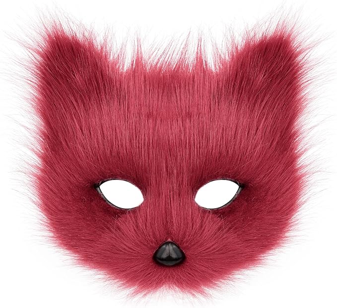 Animal Fox Wolf Mask Halloween Party Cosplay Costumes Props Plush Cat Half Face Masks Carnival Christmas Masquerade
