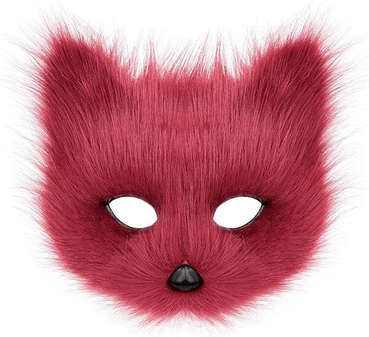 Animal Fox Wolf Mask Halloween Party Cosplay Costumes Props Plush Cat Half Face Masks Carnival Christmas Masquerade