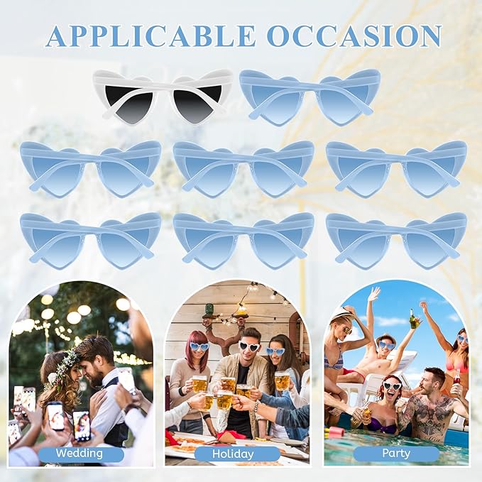 4/6/8/10/12 Pack Bachelorette Sunglasses Heart Sunglasses Vintage Heart Shaped Glasses for Women Bridal Party Wedding