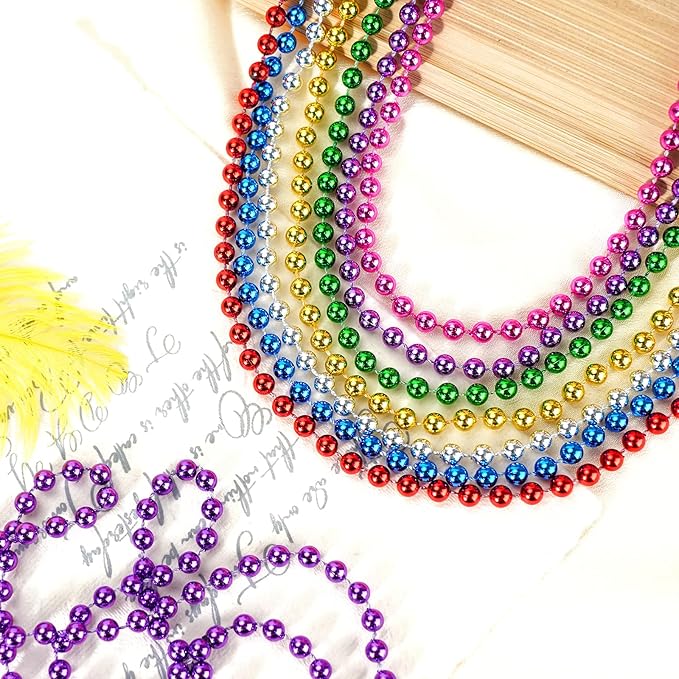 30 PCS Blue Bead Necklace, Blue Mardi Gras Beads Christmas Necklaces, 33" 4th of July Patriotic Beads Necklaces, Parade Throw Accessories for Independence Day Mardi Gras Hanukkah Pirate Theme Party