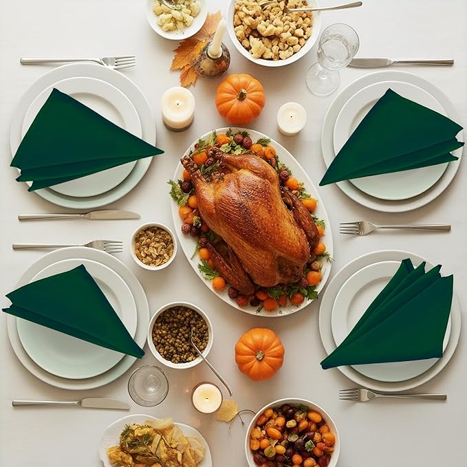 Utopia Home [24 Pack, Hunter Green] Cloth Napkins 18x18 Inches, 100% Polyester Hemmed Edges, Washable and Reusable Ideal for Parties, Weddings and Dinners