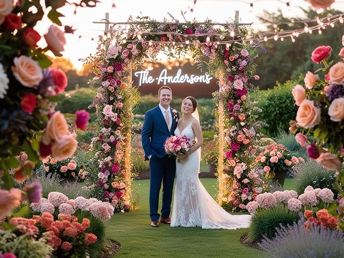ADVPRO Custom Wedding LED Neon Signs, Customizable for Wall Decor, Birthday Party, Personalized Large Led Neon Light Sign with Surname, Name, Est Date