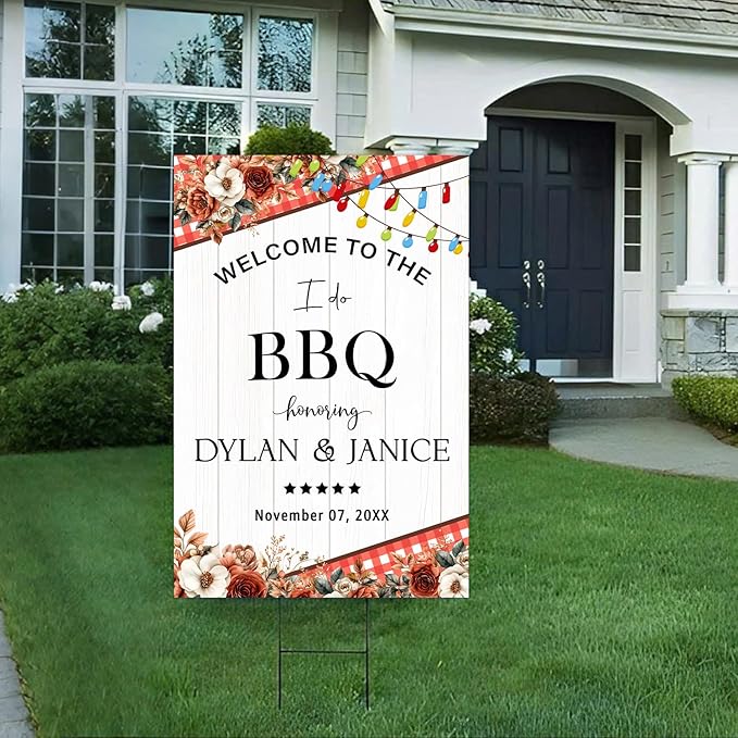 Personalized Welcome To The I Do BBQ Party Sign, I Do BBQ Welcome Sign For Engagement & Couples Shower Party, Welcome Sign For BBQ Rehearsal Dinner, BBQ Signs For Outside, I Do BBQ Decorations