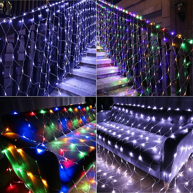 11.5ft x 5ft Color Changing Christmas Net Lights, 360 LED Bush Mesh Light with Remote, 11 Modes Color Changing White & Multicolor Christmas Lights, Plug in Fairy Twinkle Light for Yard Bush Xmas Decor