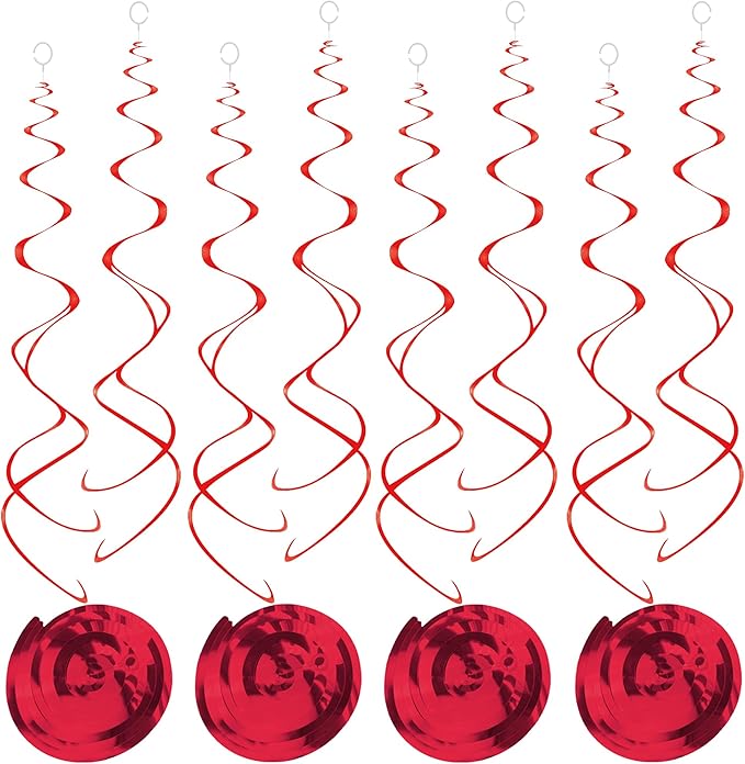 30 Pcs Red Swirls Decorations Hanging Swirl Decorations Red Party Streamers for Anniversary Wedding Ceiling Party Decorations