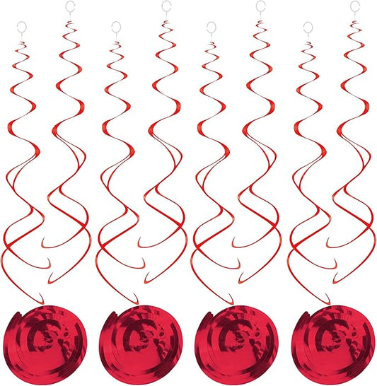 30 Pcs Red Swirls Decorations Hanging Swirl Decorations Red Party Streamers for Anniversary Wedding Ceiling Party Decorations