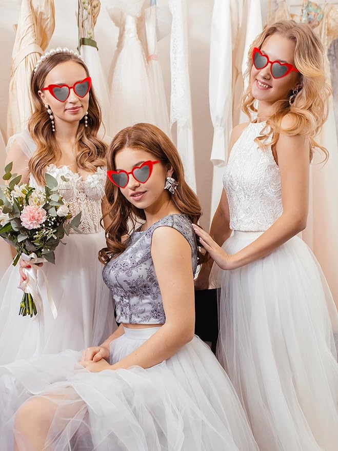 Flutesan 15 Pairs Heart Shaped Sunglasses Vintage Cat Eye Sunglasses for Bachelorette Party Supplies