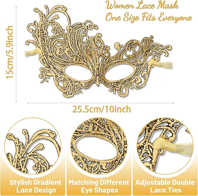 Masquerade Mask for Women Soft Lace Womens Masks Mardi Gras Mask Halloween Venetian Masks Carnival Cosplay Party Mask