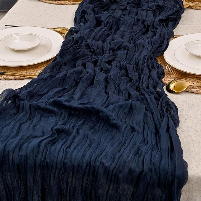 20PCS Grape Cheesecloth Table Runner 10ft Boho Gauze Fabric Cheese Cloth Table Runner Comes with 20 Cloth Napkins Runner for Romantic Wedding Birthday Shower Party Table Decoration