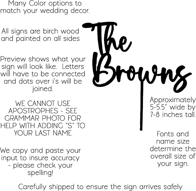 Personalized Wedding Cake Topper, Custom Name Bride and Groom Decoration, Traditional Wedding, Anniversary, Briday Shower Decor (The (Name))