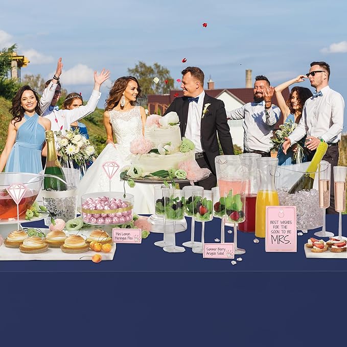 WNINK 4 Pack Navy Blue Tablecloths Dark Blue Rectangle Disposable Plastic Table Cloths 54" x 108" for Birthday, Retirement, Bridal Shower, Wedding, BBQ, Picnic Parties