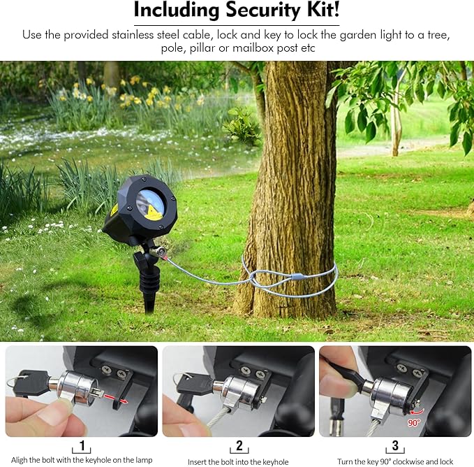 Poeland Christmas Laser Projector Lights with Remote Control and Security Lock, Halloween Garden Lights for Indoor, Outdoor, Home, Garden (Red, Green, Led Blue)