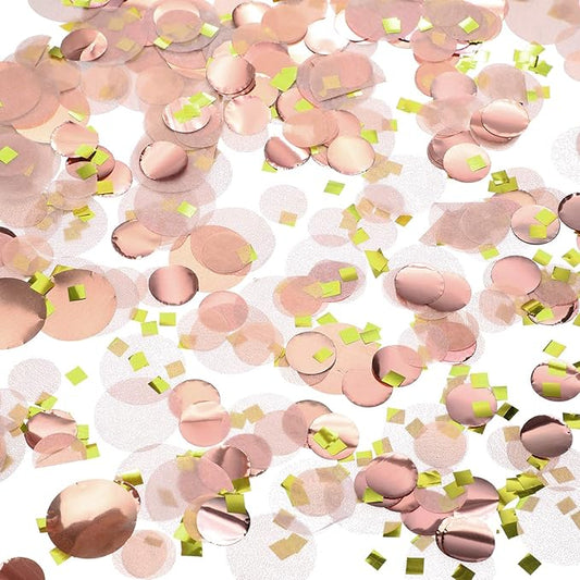 TecUnite Round Tissue Paper Table Confetti Dots for Wedding Birthday Party Decoration, 1.76 oz(Rose Gold Confetti,1.5 cm plus 2.5 cm)