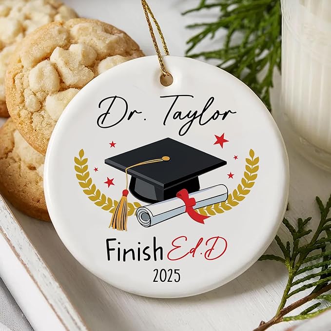 Personalized EDD Finished Graduation Gift Class of 2025, Custom Christmas Ornaments 2025, Doctor of Education, Doctorate Gift, Doctoral Degree, Ed.D Graduation Ornament, Dr Grad Gifts for Him Her