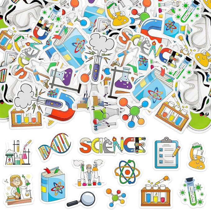300Pcs Science Foam Stickers, Self-Adhesive Chemistry Biology Physics Stickers Science Laboratory Decals Sticker Decorations for Home Office School DIY Art Craft Teacher Classroom Supplies