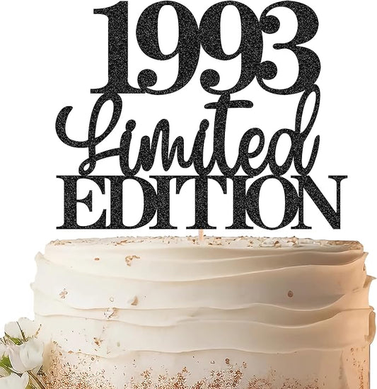 Limited EDITION 1993 Cake Topper - Black Glitter Happy 32nd Birthday Party Cake Decoration Supplies, Cheer to 32 Years Cake Bunting Decor for 32nd Birthday Party Photo Booth Props