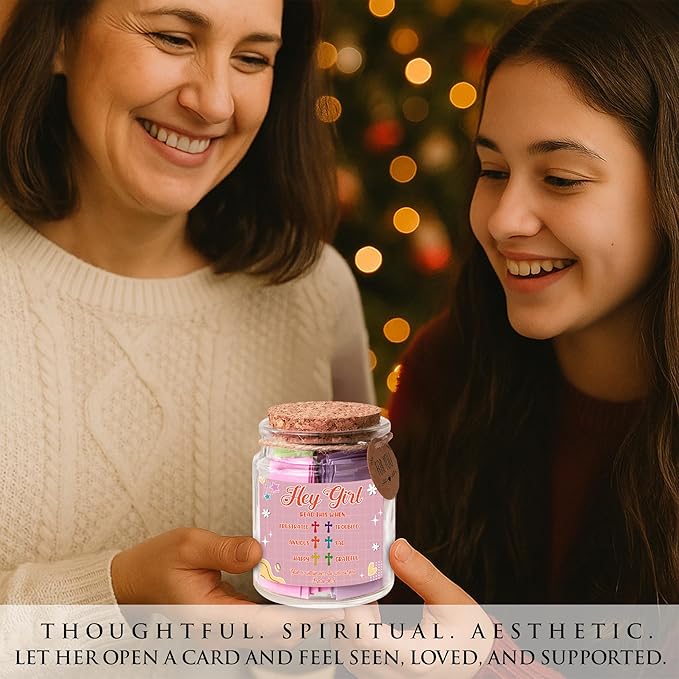 Hey Girl Bible Verse Jar – 92 Encouraging Scriptures for Teen Girls, Trendy Stuff & Gifts for Teen Girl, Back to School Essentials, Birthday Gifts & Christian Inspirational Jar for Teens