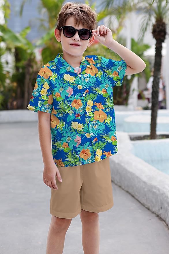 Cromoncent Matching Hawaiian Outfits for Family, Dad and Son Matching Luau Beach Tropical Shirts Mommy Daughter Tropical Sets