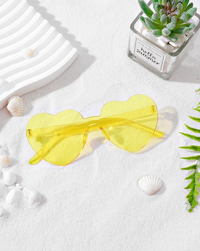 40 Pairs Heart Shaped Sunglasses Bulk, Colorful Rimless Fun Heart Sunglasses for Women Party Favors