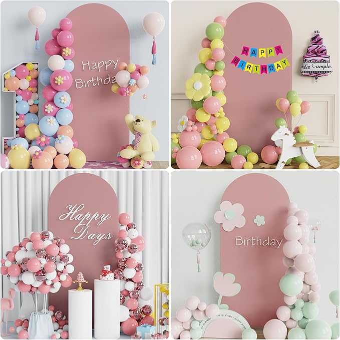 Wokceer 6 FT Wedding Arch Stand and Arch Cover, Metal Arch Backdrop Stand with Arch Stand Cover for Birthday Party Wedding Ceremony Bridal Baby Shower Event Decor, Light Dusty Rose