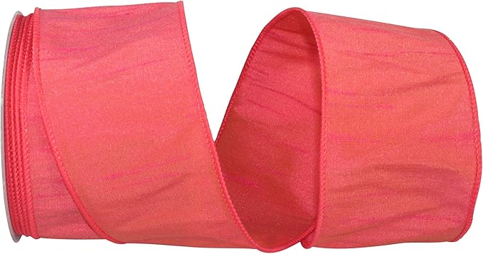 Reliant Ribbon 92975W-907-40F Dupioni Supreme Wired Edge Ribbon, 2-1/2 inch X 10 Yards, Coral