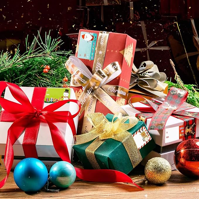 Gift Tags for Presents -500 Pcs Christma Gifts Tag Stickers by Taeekiy, 3 * 1.6 inch Self Adhesive Christmas Decorations Name Labels Stickers Suitable for Christmas Holidays, Birthdays, Weddings Etc