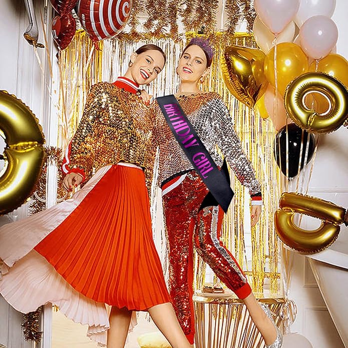 VELSCRUN Birthday Tiara Crowns for Women Girls Crystal Birthday Girl Headband Sash Elegant Princess Crown Happy Birth Party Decorations Women Sisters Birth Gift Hair Accessories