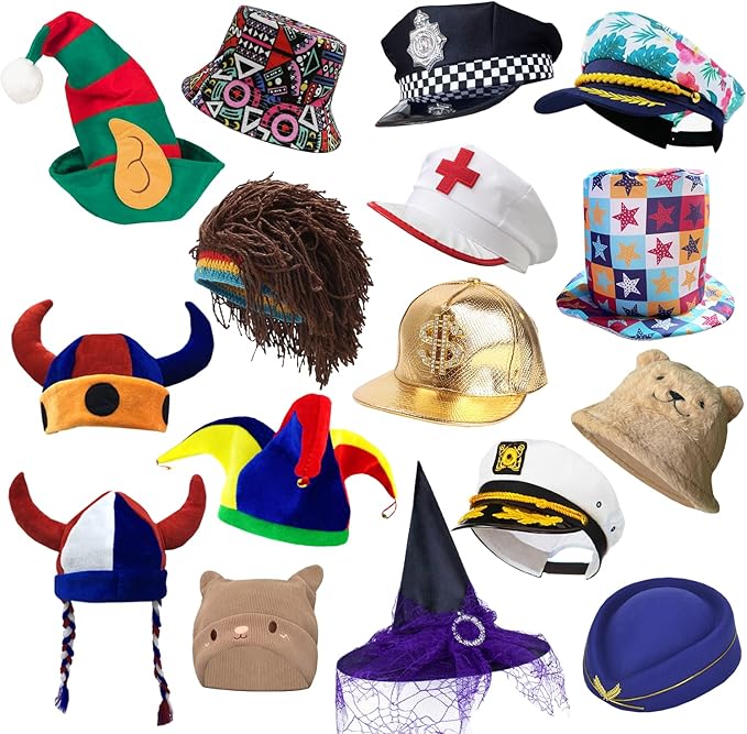 12 Assorted Funny Hats Dress Up Costume Hats Crazy Party Hat Photo Booth Props Hatss for Teen Adult