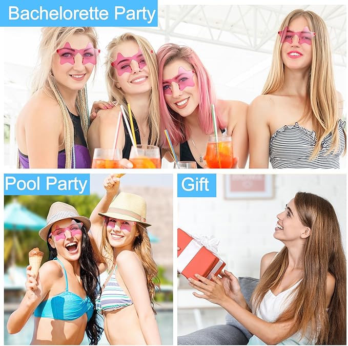 Morcheiong 10/20/30/40 Pack Star Sunglasses Colorful Rimless Sunglasses, Cool Pool Wedding Party Favor Pentagram Glasses