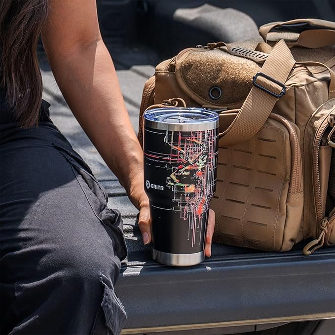 GRITR Stainless Steel Tumbler – 20oz/30oz, Insulated & Leakproof, Hot or Cold Drinks Anywhere, Travel Tumbler with Straw and Lids for Coffee, Water & Smoothies