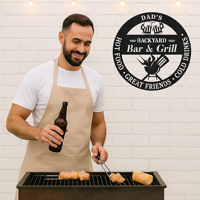 Custom BBQ Metal Sign Personalized Grill Name Wall Art for Outdoor Kitchen Patio Backyard Decor Fathers Gift for Dad Grandpa Husband Barbecue Smoker Area Sign, Grilling Lover Gifts 58