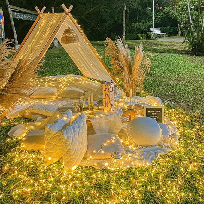66FT 200 LED Christmas Lights Outdoor, Plug in Christmas String Lights Indoor, Waterproof & 8 Modes & Timer Function, Connectable Fairy Twinkle Light for Bedroom Wedding Garden Decor, Warm White