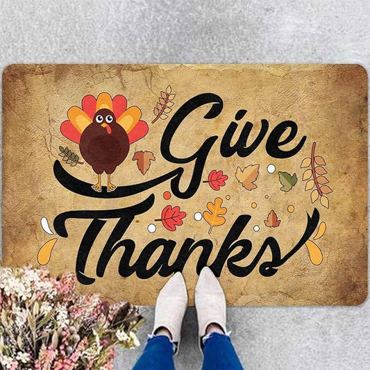 InterestPrint Happy-Thanksgiving Welcome Mat for Front Door Autumn Turkey Doormat Floor Mats Indoor Outdoor Home Living Room Kitchen Thanksgiving Decoration, 30"x18"inch
