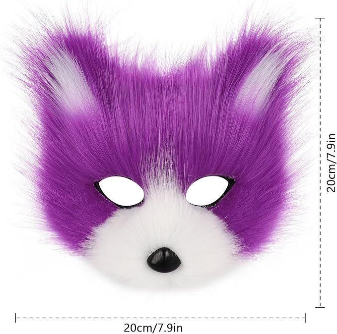 Animal Fox Wolf Mask Halloween Party Cosplay Costumes Props Plush Cat Half Face Masks Carnival Christmas Masquerade