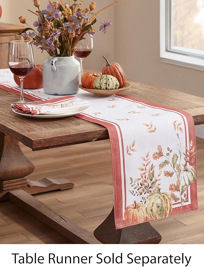 Home Bargains Plus Thanksgiving Contemporary Orange Pumpkin Fabric Napkins, Set of 8, Fall Harvest Easy Care Cloth Napkins