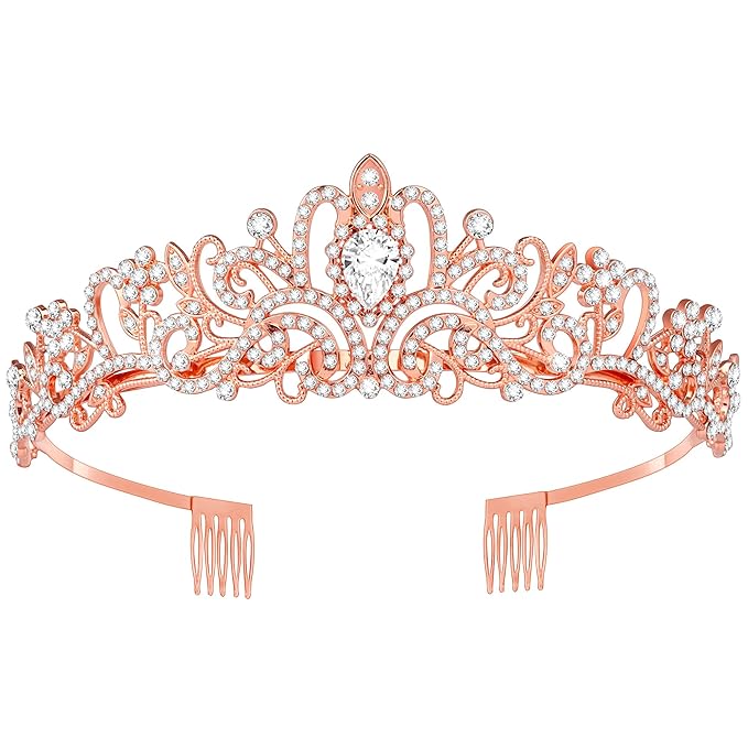 Tiara Crown for Women, Queen Tiara for Birthday Prom Bridal Party Custome Rose