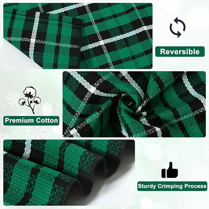 KIMODE Christmas Doormat Outdoor 3x5, Black and Green Buffalo Plaid Checkered Outdoor Rug, Washable Farmhouse Cotton Woven Door Mat Outside Entrance for Front Porch Entryway Patio Decor