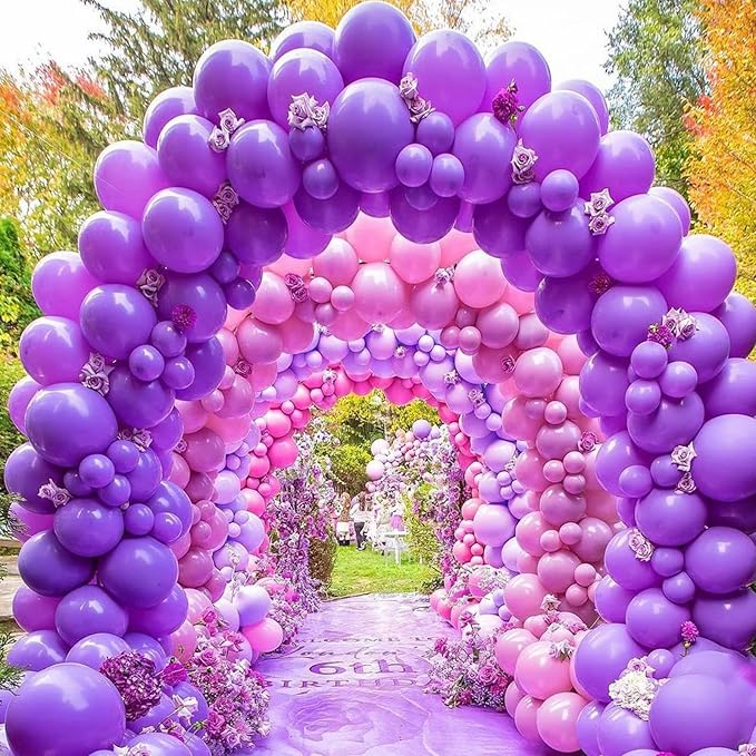 Purple Balloons, 113Pcs Different Sizes Lavender Balloon Garland Arch Kit, 5 10 12 18inch Lilac Latex Helium Balloons Dark Purple Butterfly Party Balloons for Birthday Wedding Halloween Decorations